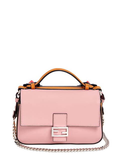 fendi double micro baguette leather shoulder bag|Fendi korea baguette bag.